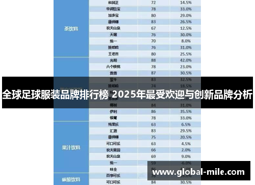 全球足球服装品牌排行榜 2025年最受欢迎与创新品牌分析